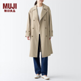 无印良品（MUJI）女式 不易沾水 双排扣大衣 风衣 外套2023新款秋 浅米色 3S M（160/84A）