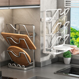 优勤（YOUQIN）锅盖架子免打孔厨房置物架壁挂式多功能放置器砧板菜板收纳架 【枪灰】三层 壁挂/台面两用