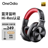 OneOdio 头戴式蓝牙耳机音乐耳机专业录音HIFI监听耳机无线有线两用全封闭式调音台录音棚电子琴  一抹红 【强劲低音 蓝牙监听 】