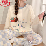 浪莎睡衣女长袖长裤套装可爱宽松可外穿甜妹学生网红风家居服 M