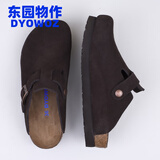 东园物作勃肯鞋男女同款包头拖鞋秋冬情侣2025最新款时尚厚底休闲外穿拖鞋 深棕色【软木厚底+牛反绒】 37 【正码】