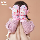 Kocotreekk树儿童手套滑雪秋冬男女孩加绒加厚宝宝玩雪保暖 兔兔奶糖