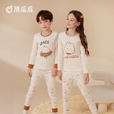 顶瓜瓜儿童秋衣秋裤套装女童纯棉打底内衣薄款中大童棉毛衫彩棉6121 120