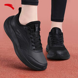 安踏女鞋运动鞋女秋冬季新款网面透气皮面防水跑步鞋子女士户外休闲鞋 （店长推荐-秋冬新款软底女鞋）基础黑 38.5 (美码7.5码)