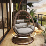 畔叙豆户外吊篮家用秋千鸟巢吊椅藤椅单双人摇椅室内吊床阳台懒人沙发 仿木纹[单人旋转]送九件套