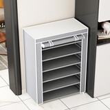 圣度朗简易鞋架子门口家用多层室内好看小窄出租房鞋柜宿舍遮挡帘入户门 4层-银灰色【带拉链】