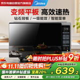 美的900W变频微波炉烤箱一体机国家补贴一级能效 平板速热 易清洁腔体内置智能菜单一键杀菌消毒PC23W6