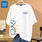 真维斯（JEANSWEST）短袖t恤女夏季2025新款ins时尚打底衫纯棉上衣服女装学生宽松半袖 白色 日暮熊_KZ L