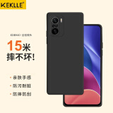 KEKLLE 适用红米k40手机壳  红米Redmi k40pro保护套 全包镜头液态硅胶保护壳肤感防摔男女款软壳 优雅黑