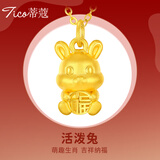 蒂蔻（Tico）黄金吊坠足金十二生肖吊坠3D硬金本命年项链生肖蛇挂坠生日礼物 兔 配红/黑/棕绳下单备注（默认发红绳）