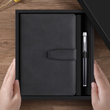 法拉蒙 笔记本本子礼盒套装商务羊巴办公记事本礼盒高档礼品伴手礼公司年会礼物可定制 黑色-搭扣款/礼盒装