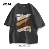GLM夏季短袖t恤男美式重磅潮流复古印花男生纯棉宽松大码半袖