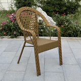藤藤编椅子靠背椅户外凳子家用阳台藤椅桌椅休闲手工编织老人庭院 加固款金色