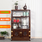 瑞呈堂 博古架实木中式 书架玄关置物架酒柜茶柜展示柜落地 博古架胡桃色68*38*108cm