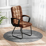 双木马 电脑椅简约办公椅子会议椅弓形职员学习麻将椅子宿舍靠背座椅 棕色-皮艺-加固加厚款 乳胶坐垫