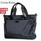 Cowley Keller商务公文包男电脑包男士手提包大容量通勤出差公事包单肩斜挎包男 CK黑色-礼盒装 34*14*27cm 14英寸
