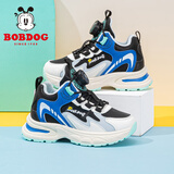 巴布豆童鞋冬季儿童运动鞋加绒加厚二棉男童跑步鞋106545182黑/皇家蓝34
