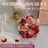 花城千铺新娘手捧花玫瑰花束结婚领证伴娘鲜花束同城配送速达 【主图款】9朵卡布+巧克力泡泡（适合领证） 默认立即配送(预订请备注或联系客服)