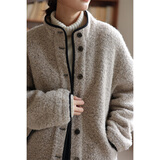 可然朴简【信嘉】自留推荐 加绒加厚780g圈圈羊毛呢保暖外套大衣女冬季 芡实灰 S