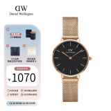 丹尼尔惠灵顿（DanielWellington）dw手表女 简约时尚欧美腕表石英女士手表 生日礼物送女友 28mm女表-黑盘玫瑰金钢带/DW217