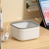 婆青桌面垃圾桶家用小号筒茶几桌上收纳桶客厅卧室床头杂物收纳盒 压圈款白色