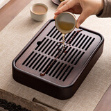 文白家用茶盘小型茶台2025年新款轻奢一人茶托盘长方形实竹木沥水储水