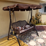 紫叶户外秋千藤椅室内吊椅庭院花园吊床摇椅阳台吊篮宿舍室外成人秋千 冰咖啡藤编棕色-双人位【含坐垫抱枕】