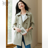 初申春秋休闲外套女双排扣风衣插肩袖英伦复古气质时尚上衣S143U8002