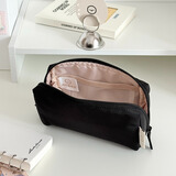 用心造物原创尼龙小众防水软呼网布夹层收纳笔袋大容量日系文具盒 巨耐脏的黑色（白内）