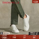 THOM WILLS小白鞋男吸汗透气休闲百搭经典白色板鞋休闲鞋真皮商务冬季男鞋 白色G014-1 5.5 /37码