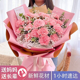 植伴康乃馨百合鲜花生日祝福探望病人母亲节鲜花速递送妈妈全国同城店 K款-19朵粉康乃馨