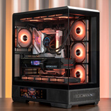 爱国者（aigo）星璨岚 大岚屏显版 黑色 ATX台式电脑主机箱 支持双360水冷 9.16寸高清屏/270°海景房/5090显卡