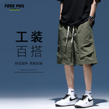 Foss Phil短裤男装夏季工装潮牌休闲冰丝中裤宽松运动五分裤子9906军绿XL