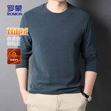 罗蒙（ROMON）长袖T恤圆领德绒秋冬保暖长袖男时尚休闲百搭T恤863灰绿175