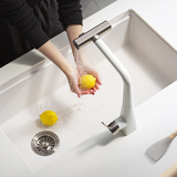 科恩纳KS白色飞雨台下洗菜盆石英石大单槽厨房水槽花岗岩洗碗槽 C套餐 68*46cm窄边 |默认白