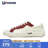 FILA FUSION斐乐女鞋帆布鞋女 低帮板鞋POP轻质帆布鞋休闲运动鞋女 奶白/烧砖红-GF 35.5