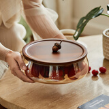 那澜多好水果盘客厅家用轻奢茶几摆件现代简约创意北欧风高级感果盆 玻璃果盘-矮款