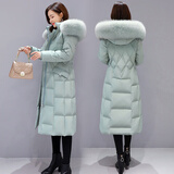 奥豚羽绒服女冬季新款时尚加厚狐狸毛中长款过膝潮外套 绿色 2XL 