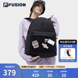 斐乐（FILA）FUSION潮牌背包情侣款双肩包女士包包大容量电脑包男士休闲书包 深黑-BK XS