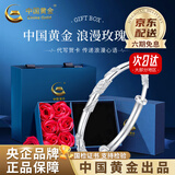 中国黄金（CHINA GOLD）999足银手镯女士繁花似锦银镯子年老情人节生日礼物送女朋友老婆 【当/次日达】足银手镯【约14.5g】+玫瑰礼盒