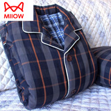 猫人（MiiOW）纯棉棉睡衣男冬季绒绒棉袄三层加厚夹棉老粗布保暖家居服棉衣套装 5号色 2XL (180)