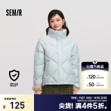 森马（Semir）棉服女宽松立领棉衣简约休闲气质冬季温柔防水菱格厚外套百搭 灰蓝A81312 165/88A/L