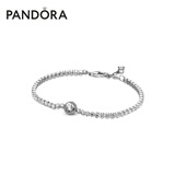 潘多拉（PANDORA）闪光光环网球手链简约闪亮优雅人气款百搭简约生日礼物 925银 20cm