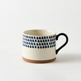 肆月高颜值杯子复古陶瓷马克杯办公室家用水杯咖啡杯单个家居馆 蓝色-雨点【1只装】