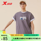 特步（XTEP）短袖T恤男女同款休闲运动短袖T恤新款百搭时尚衣服 羽灰色 XL