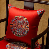 浩秦中式抱枕客厅沙发腰枕床头靠枕明清古典红色抱枕办公室靠垫枕腰枕 大龙团-红色 含枕芯 45X45cm单个抱枕