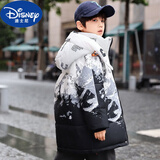 迪士尼（Disney）男童羽绒服2025冬季新款中长款男童时尚连帽中大童加厚保暖外套 【雪山渐变】极寒加厚款 150