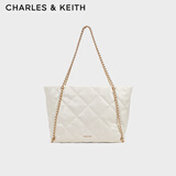 CHARLES&KEITH大容量菱格链条单肩托特包包女包女士生日礼物CK2-30151422 Cream奶白色 特大包