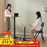 舒福思升降桌移动书桌学习桌笔记本电脑桌床边办公桌站立式工作台高脚桌 【基础款】气动升降站立桌 木色
