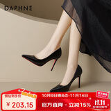 达芙妮红底黑色高跟鞋女2025新款纯欲不累脚尖头细跟气质高跟鞋女单鞋